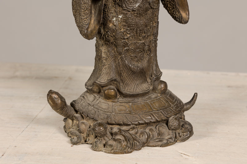 Bronze Tabletop Statue of a Scholar on a Turtle