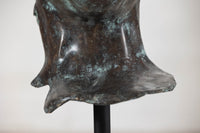 Bronze Renaissance-Inspired David Head Sculpture on Black Marble Base