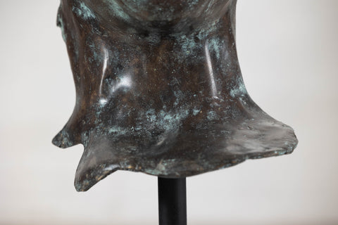 Bronze Renaissance-Inspired David Head Sculpture on Black Marble Base