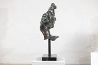 Bronze Renaissance-Inspired David Head Sculpture on Black Marble Base