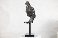 Bronze Renaissance-Inspired David Head Sculpture on Black Marble Base