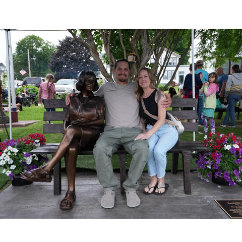 Custom Bronze Statue of Cathy Lee on Park Bench
