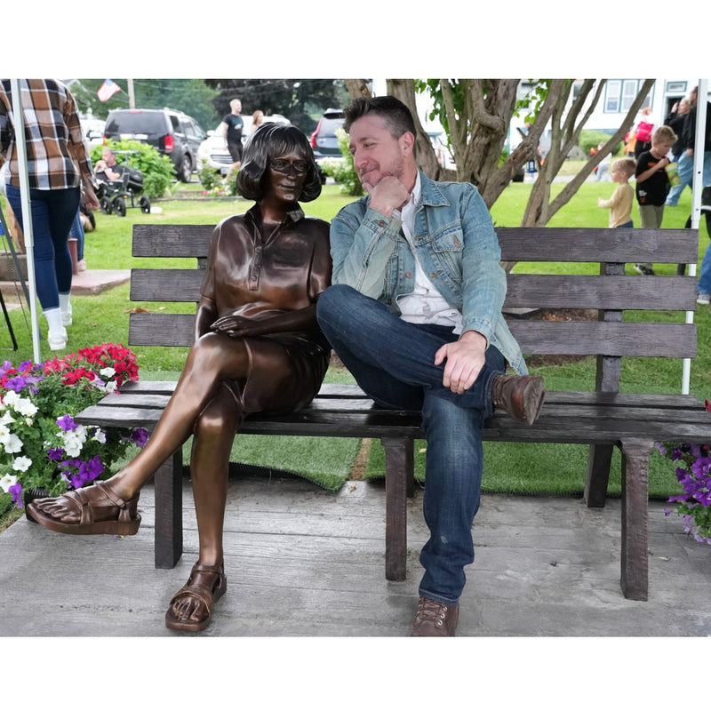 Custom Bronze Statue of Cathy Lee on Park Bench