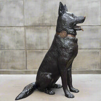 K9 German Shepherd Dog Statue with Custom Police Shield