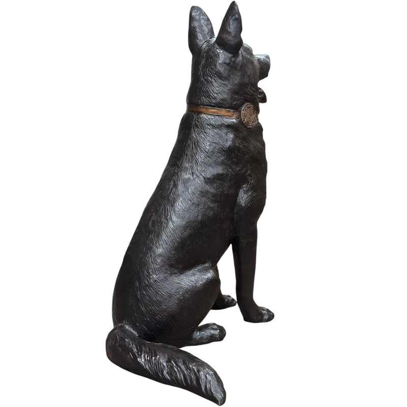K9 German Shepherd Dog Statue with Custom Police Shield