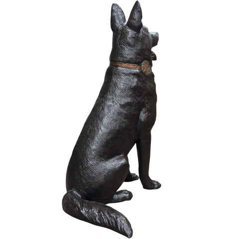 K9 German Shepherd Dog Statue with Custom Police Shield