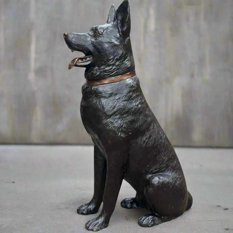 K9 German Shepherd Dog Statue with Custom Police Shield