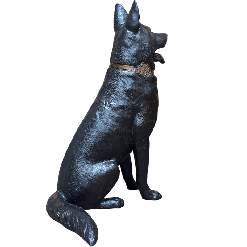 K9 German Shepherd Dog Statue with Custom Police Shield