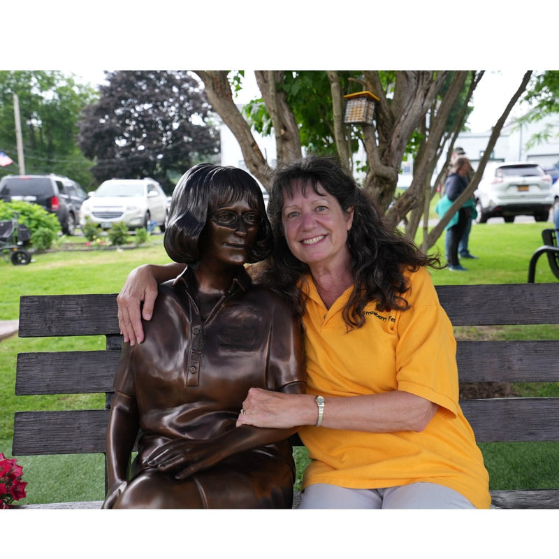 Custom Bronze Statue of Cathy Lee on Park Bench