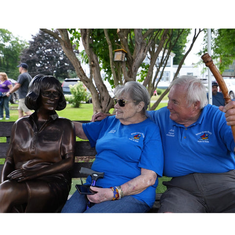 Custom Bronze Statue of Cathy Lee on Park Bench