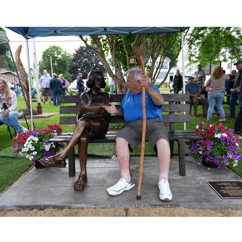 Custom Bronze Statue of Cathy Lee on Park Bench