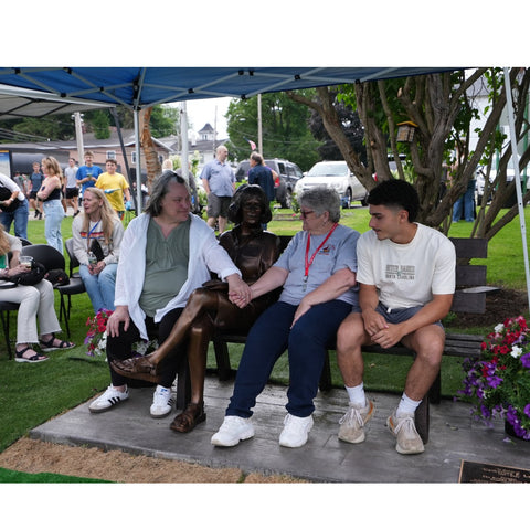 Custom Bronze Statue of Cathy Lee on Park Bench