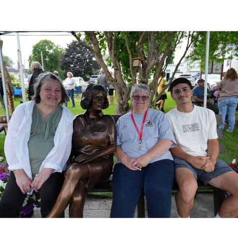 Custom Bronze Statue of Cathy Lee on Park Bench