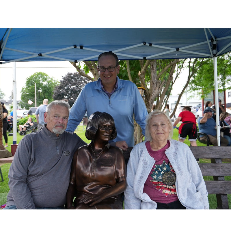 Custom Bronze Statue of Cathy Lee on Park Bench