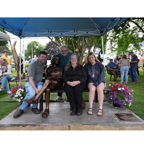 Custom Bronze Statue of Cathy Lee on Park Bench