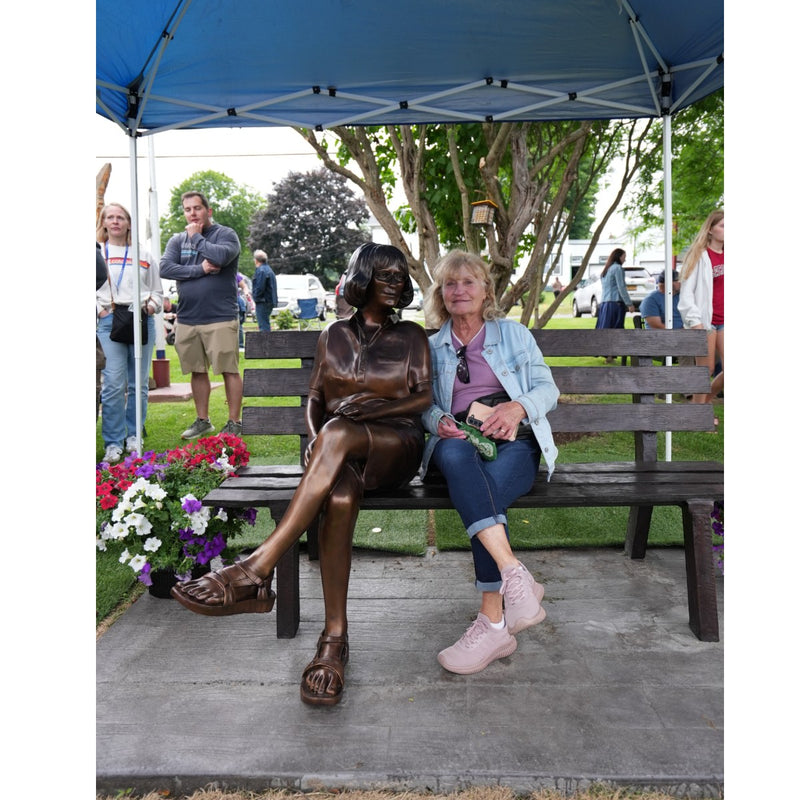 Custom Bronze Statue of Cathy Lee on Park Bench