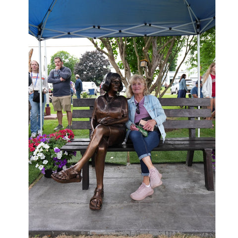 Custom Bronze Statue of Cathy Lee on Park Bench