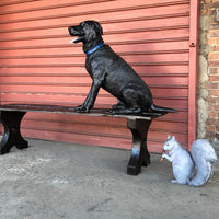 Jack Lab & Squirrel with Bench