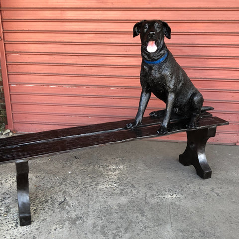 Jack Lab & Squirrel with Bench