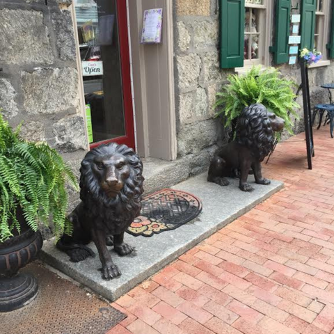 Sitting Lions with Turned Heads