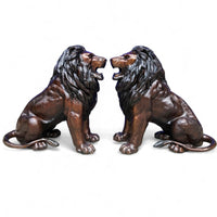 Pair of Roaring Lions Sitting