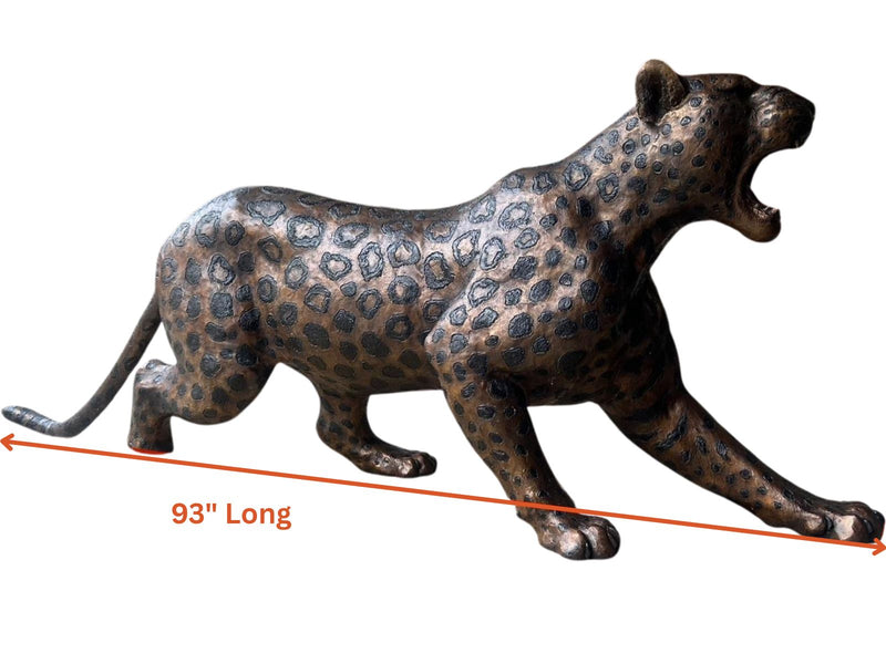 Bronze Roaring Jaguar Statue