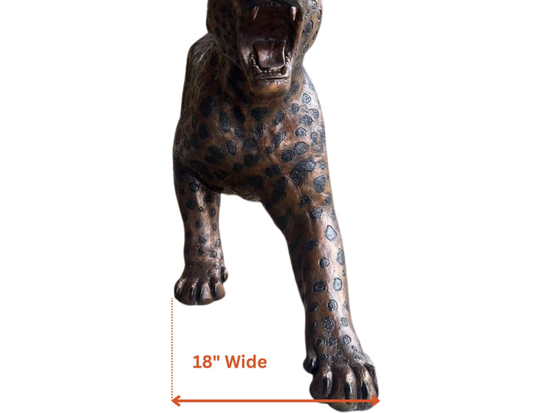 Bronze Roaring Jaguar Statue
