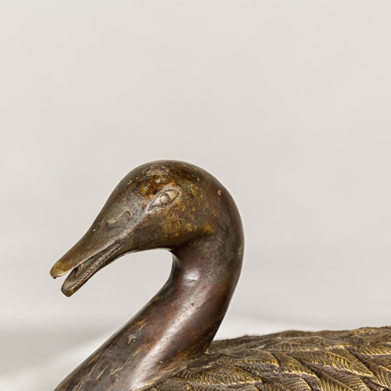 Bronze Tabletop Duck Statue
