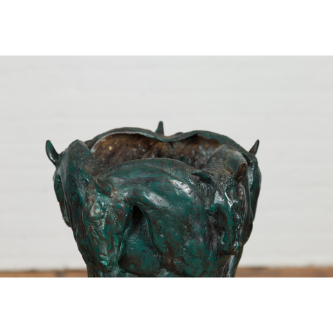 Bronze Planter with Horses