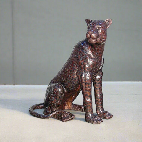 Bronze Cheetah Statue Sitting