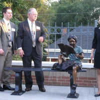 Maxey and Me Bronze Bench Statue