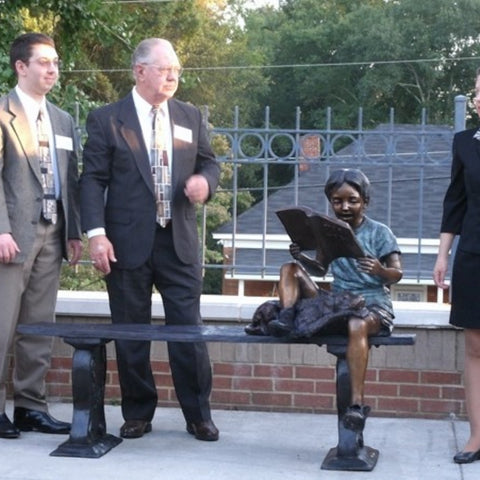 Maxey and Me Bronze Bench Statue