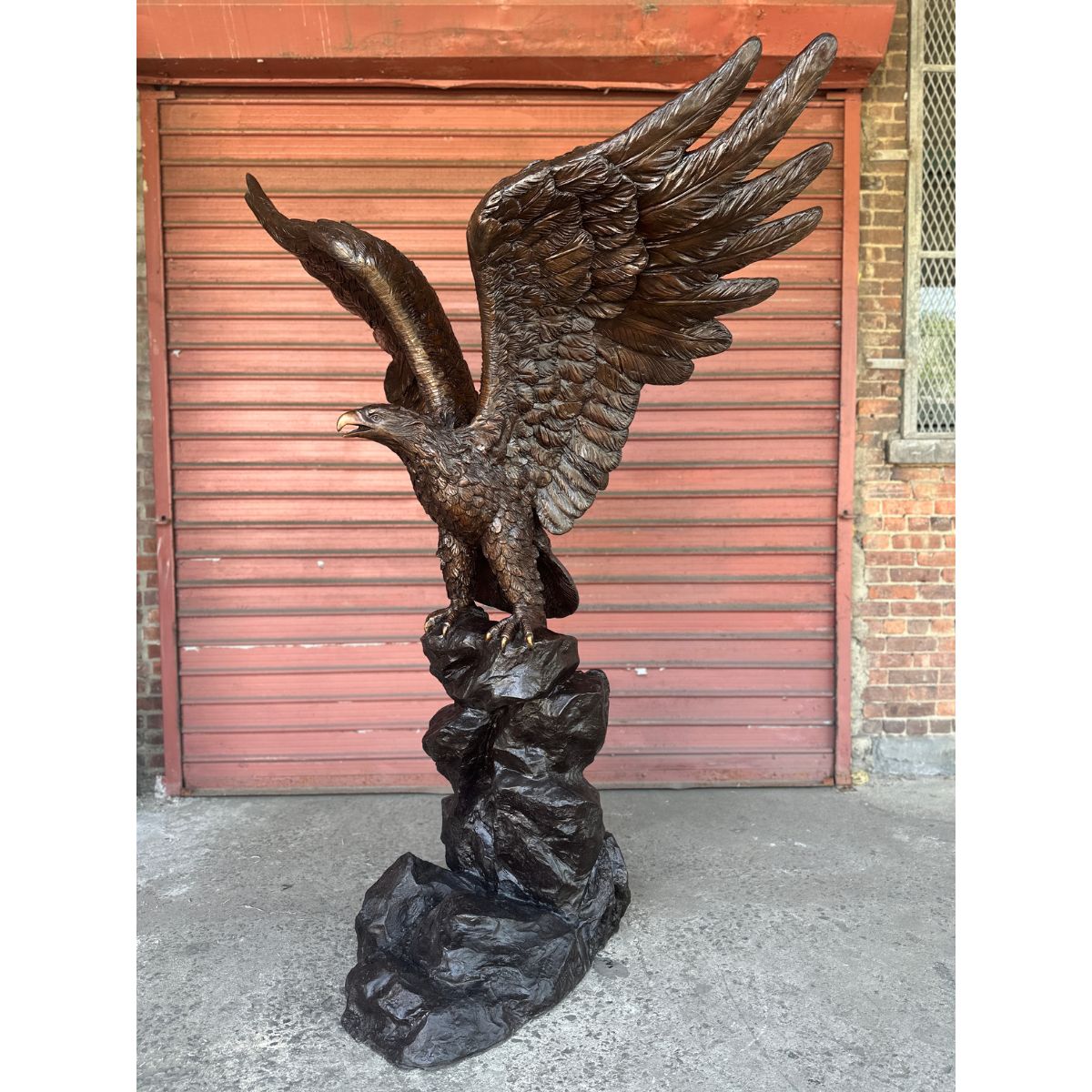 LifeSize Bronze Eagle Statue on Rock Base Randolph Rose Collection