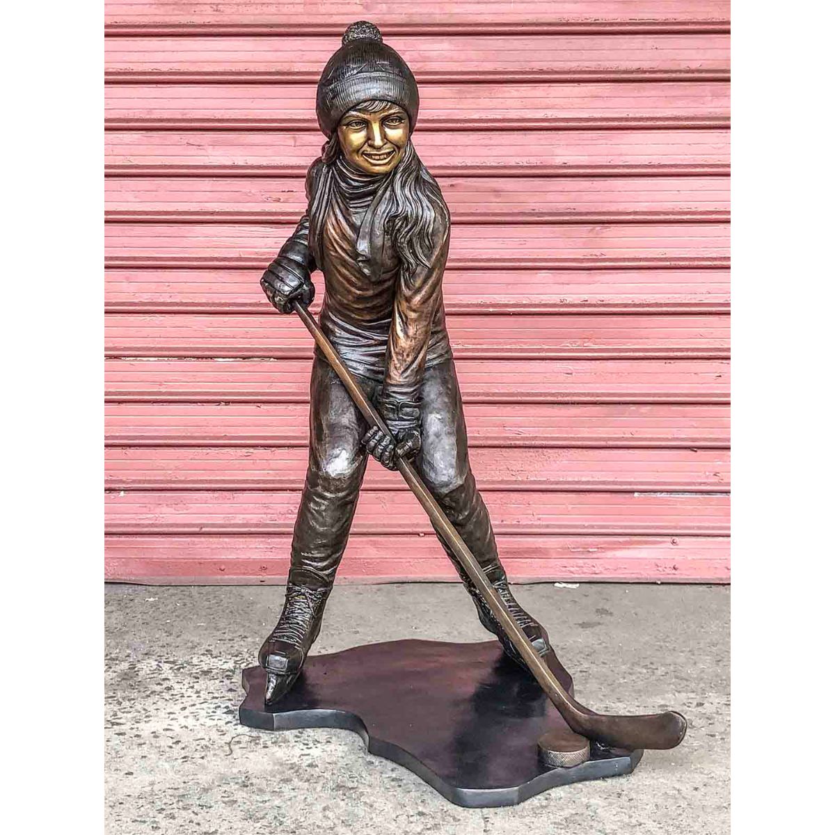 Bronze Sports Statue of a Girl Playing Ice Hockey Randolph Rose