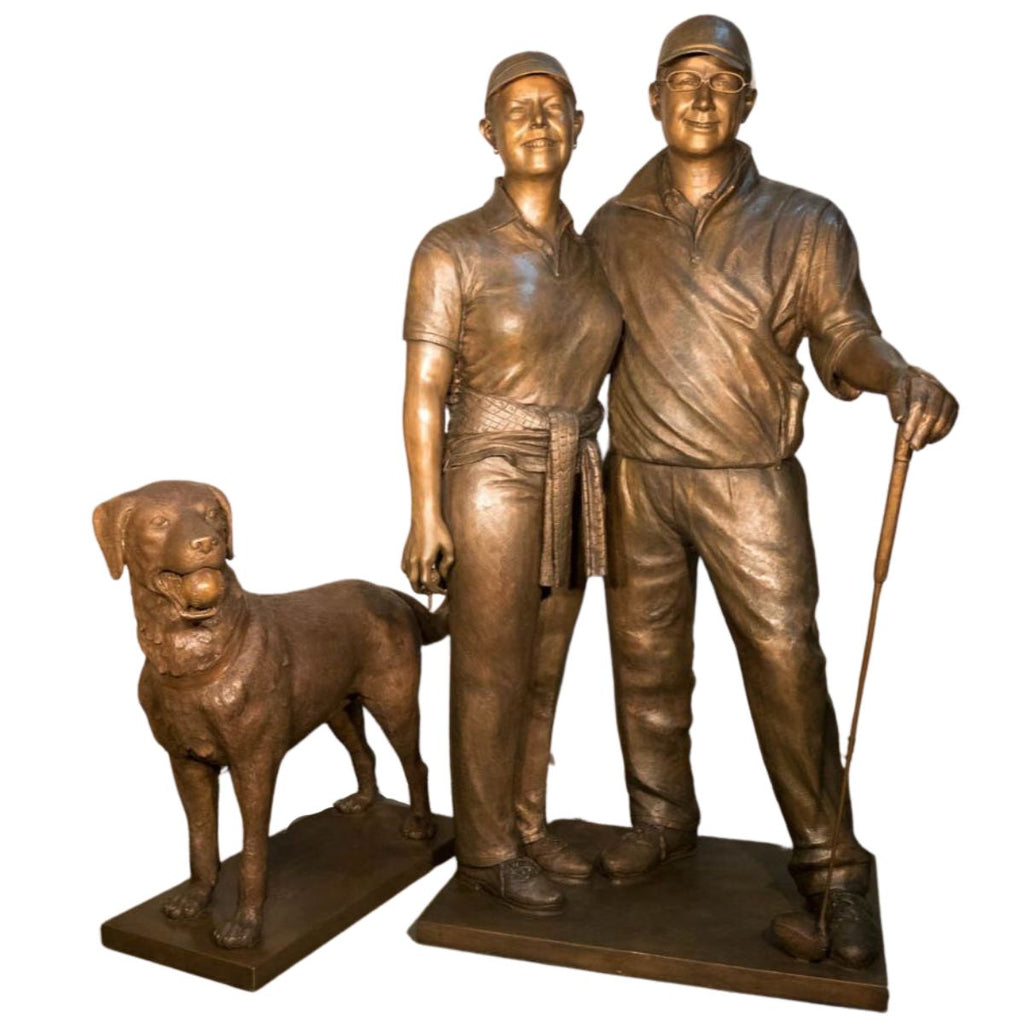 Custom Golfing Couple with Chesapeake Bay Retriever
