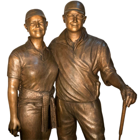 Custom Golfing Couple with Chesapeake Bay Retriever