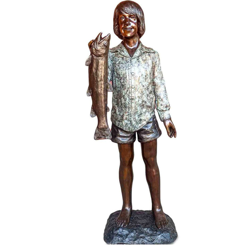 Bronze Boy Fishing Sculpture — AllSculptures