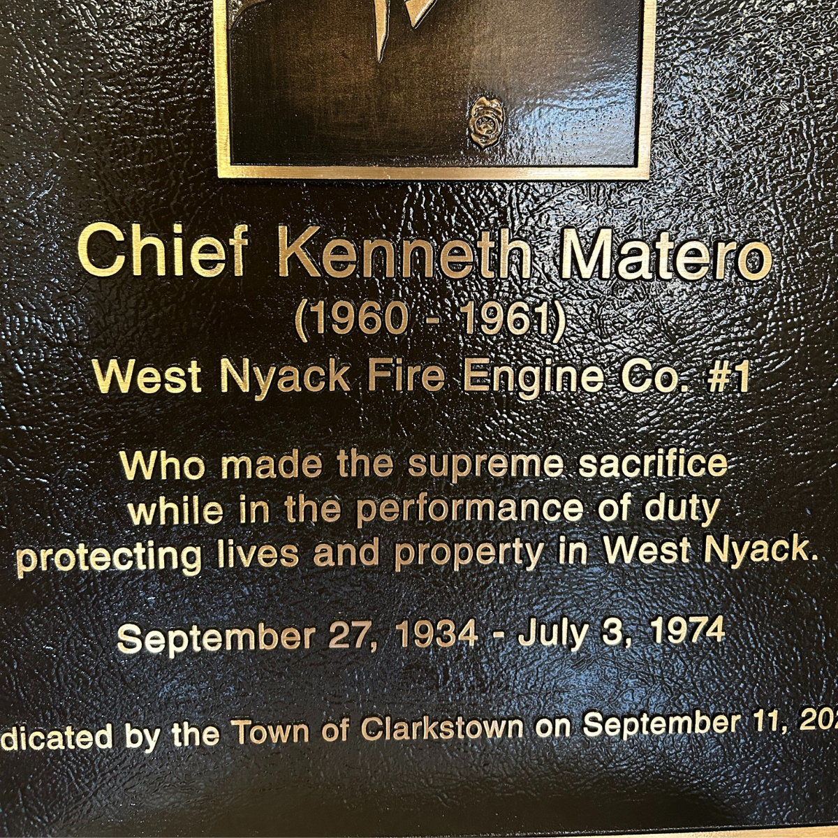 Fire Chief Bronze Memorial Plaque | Randolph Rose Collection