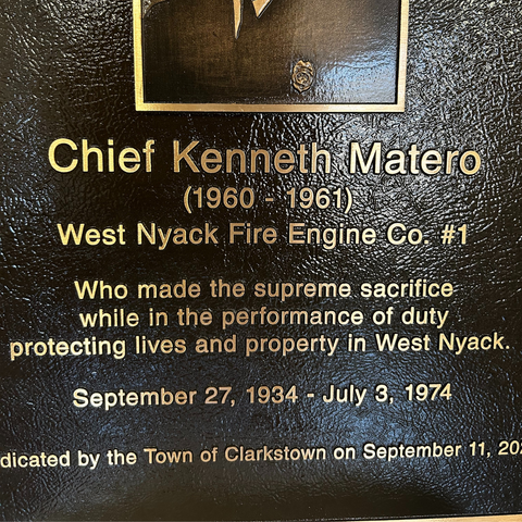 Fire Chief Memorial Plaque