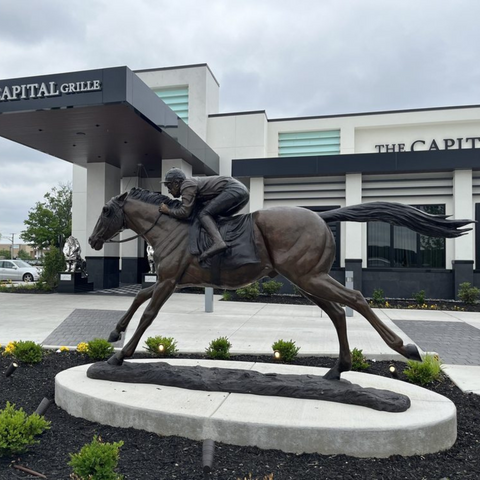 Jockey Riding Horse Life Size Statue in Bronze