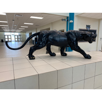 Bronze Prowling Panther Statue on Rock Base