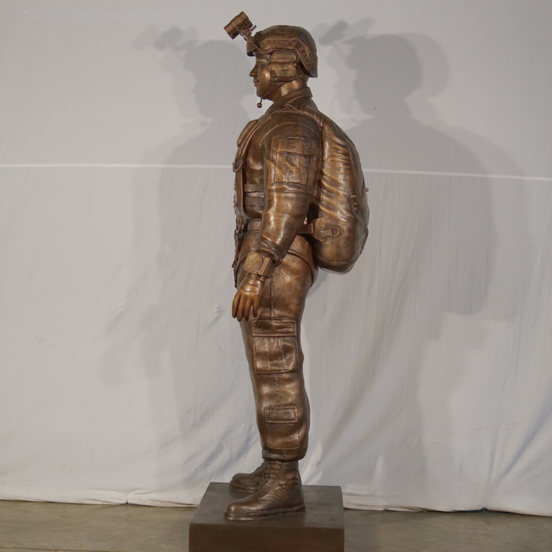 Custom Bronze Soldier Statue of a Military Freefall Jumper