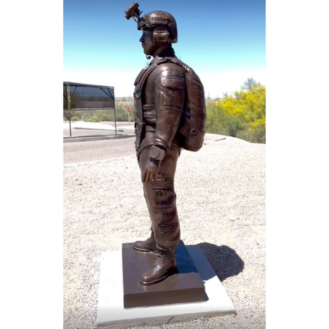 Custom Bronze Soldier Statue of a Military Freefall Jumper