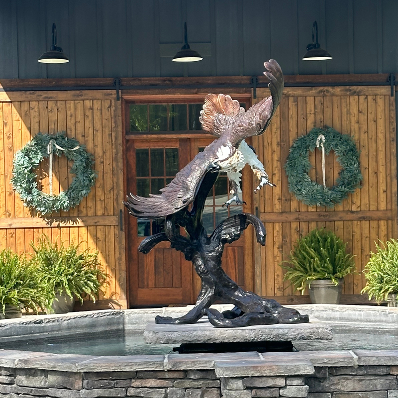 Bronze Osprey Bird Statue at Verbena, AL as the Osprey Wedding Venue 