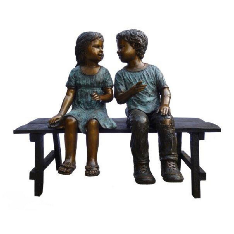 Childhood Friends Bench Statue