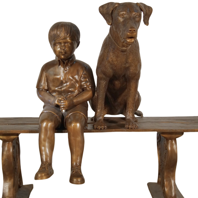 Custom Boy & Dog on Bench