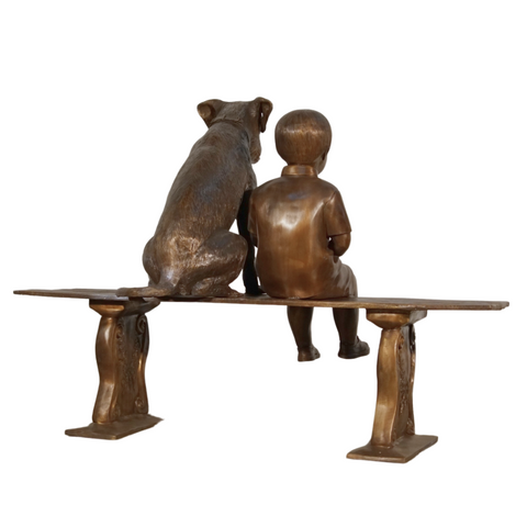 Custom Boy & Dog on Bench