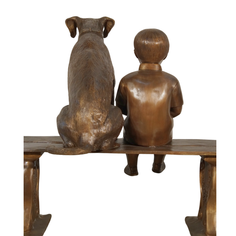 Custom Boy & Dog on Bench