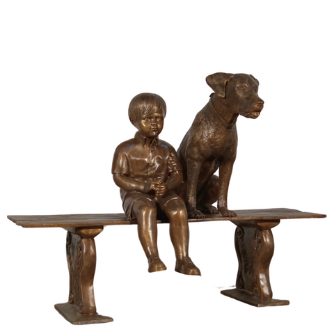 Custom Boy & Dog on Bench