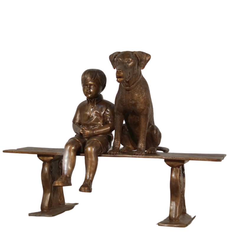 Custom Boy & Dog on Bench